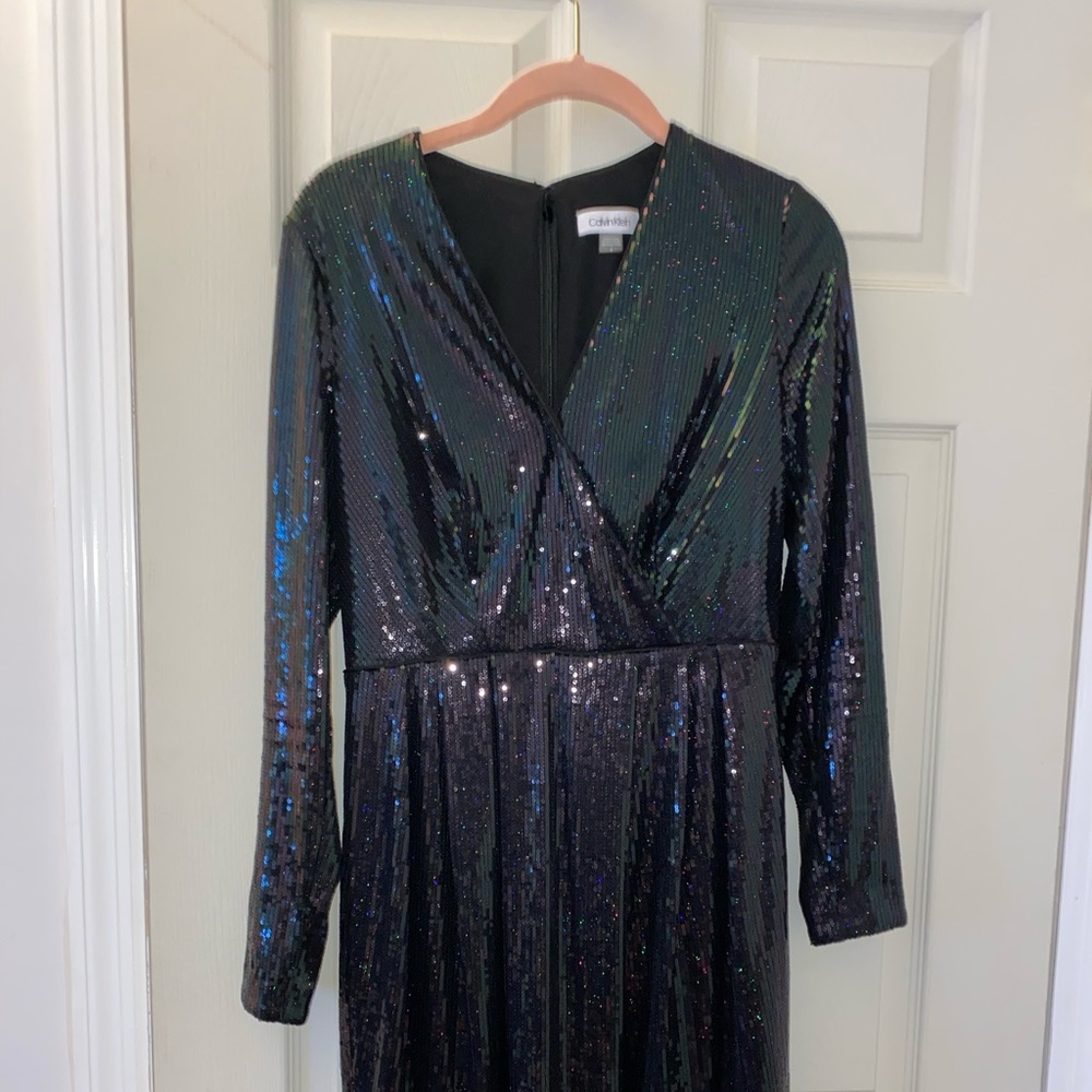 Liquid bead Black Calvin Klein party dress